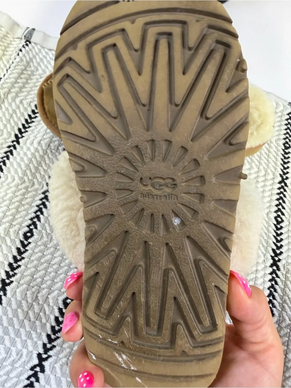 UGG Chestnut and Cream Shearling Kids Slippers